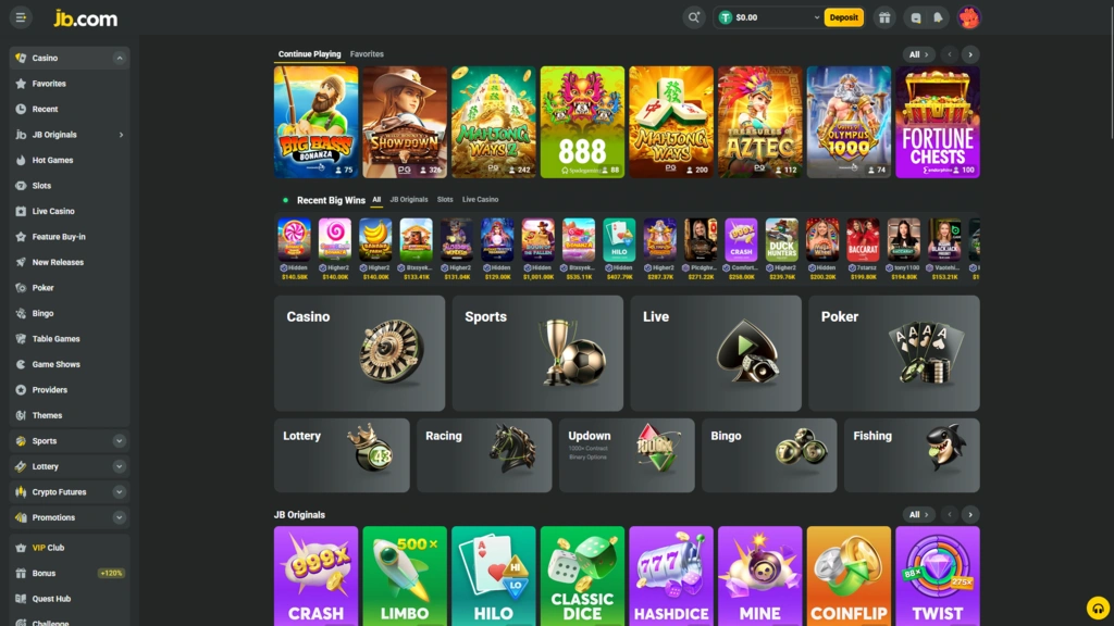 JB Casino Landing Page